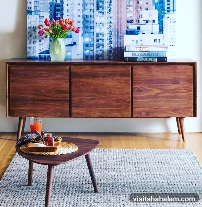 Mid-century modern credenza with decor