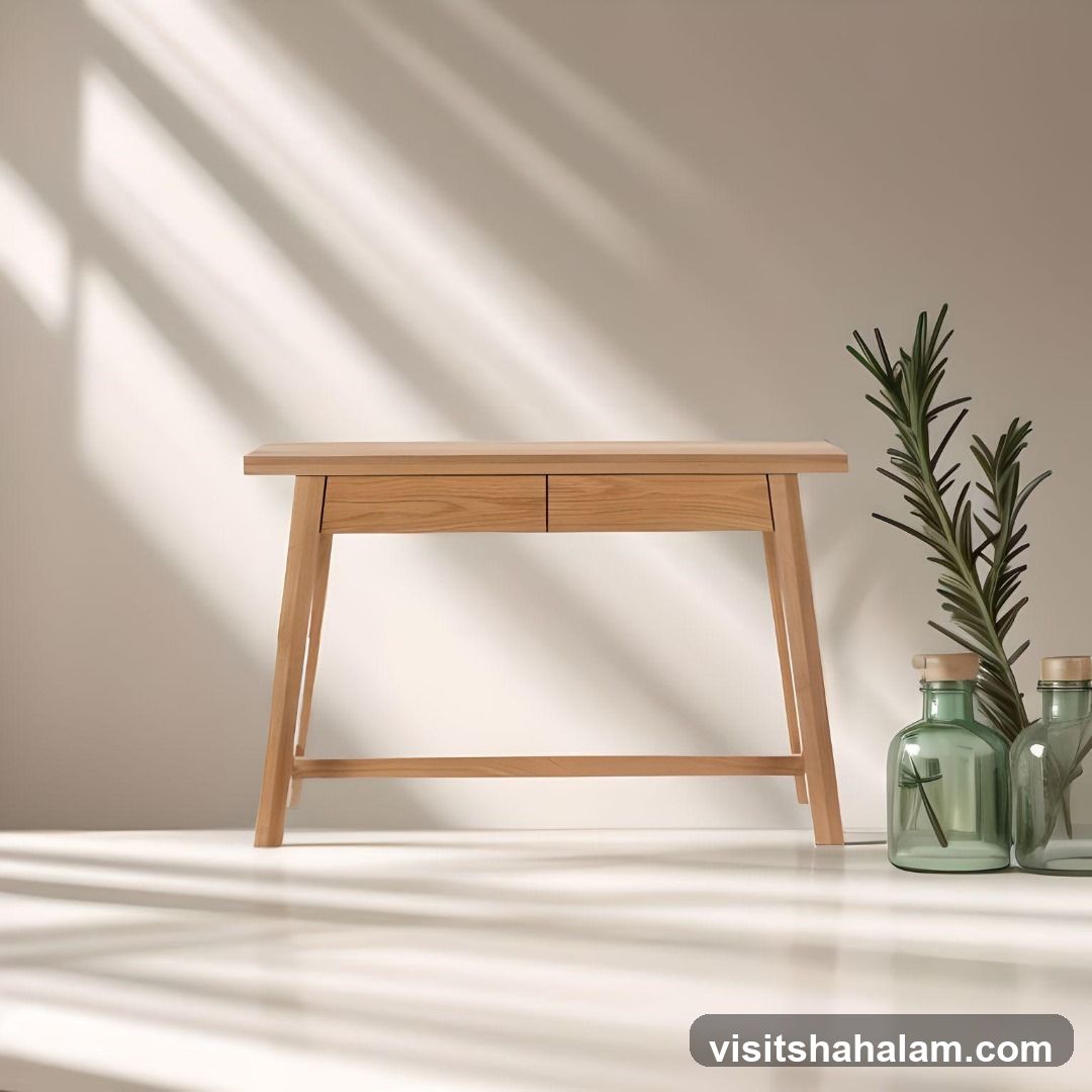 Wooden Desk with Decorative Elements
