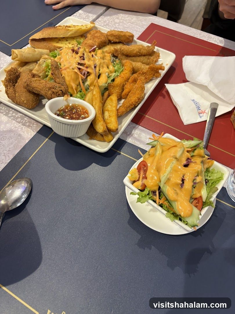 Platter of Fried Appetizers and Salad