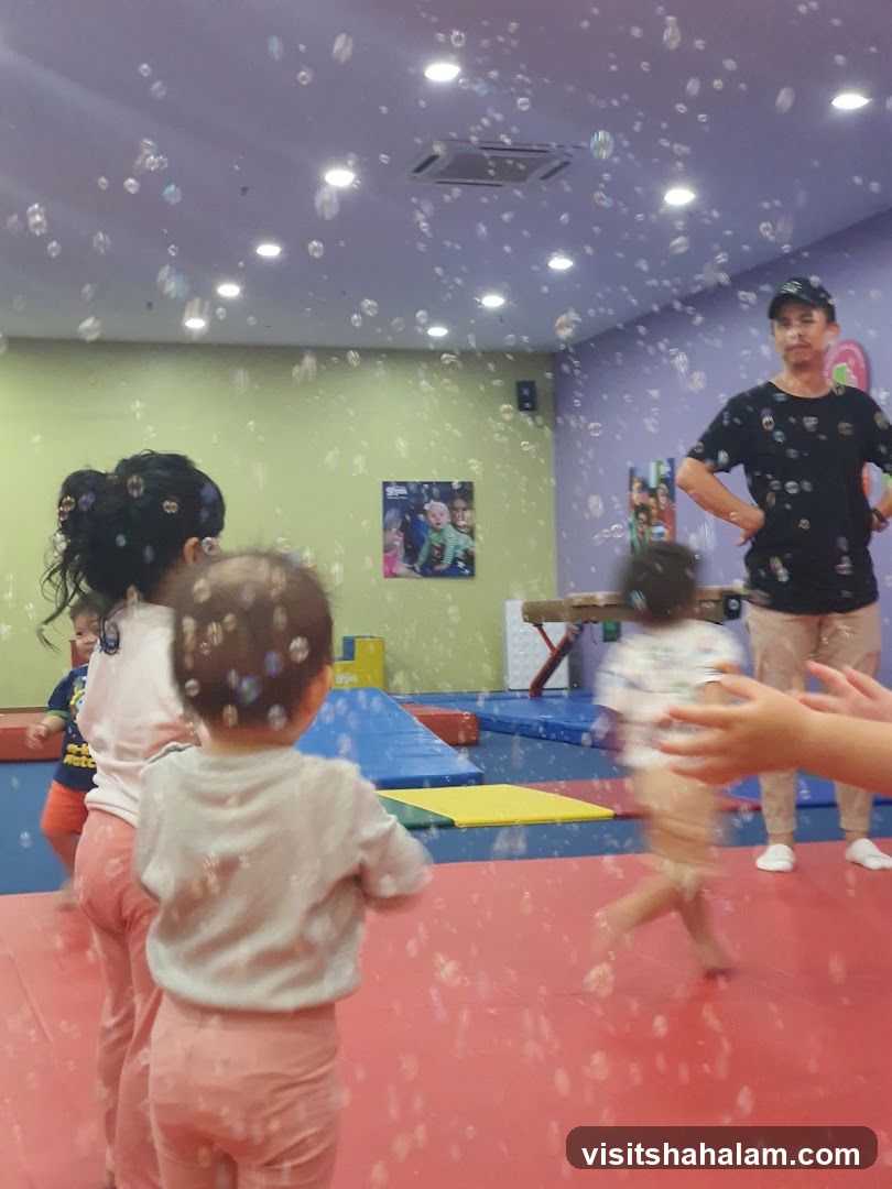 Children playing with bubbles