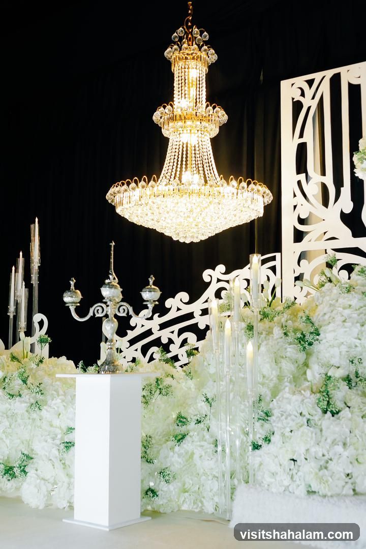 Elegant Chandelier and Floral Decor