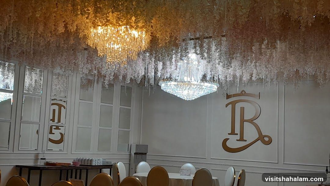 Elegant Interior with Chandeliers and Floral Decor