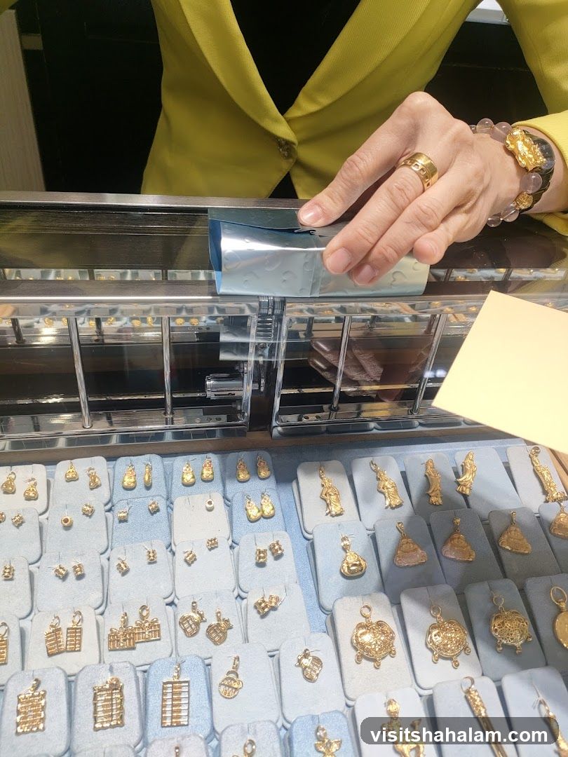 Gold Pendants and Earrings Display