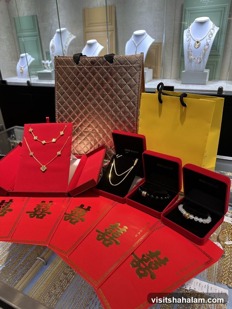Jewelry Display with Gift Bags and Red Envelopes