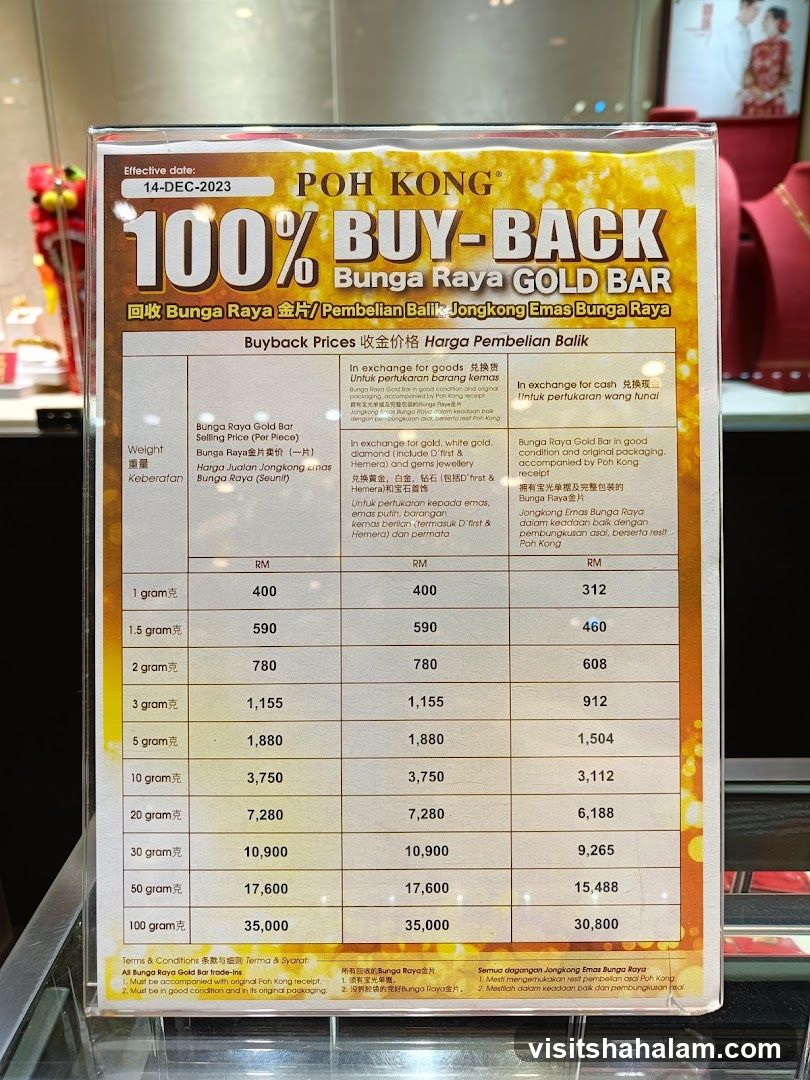POH KONG 100% BUY-BACK Bunga Raya GOLD BAR