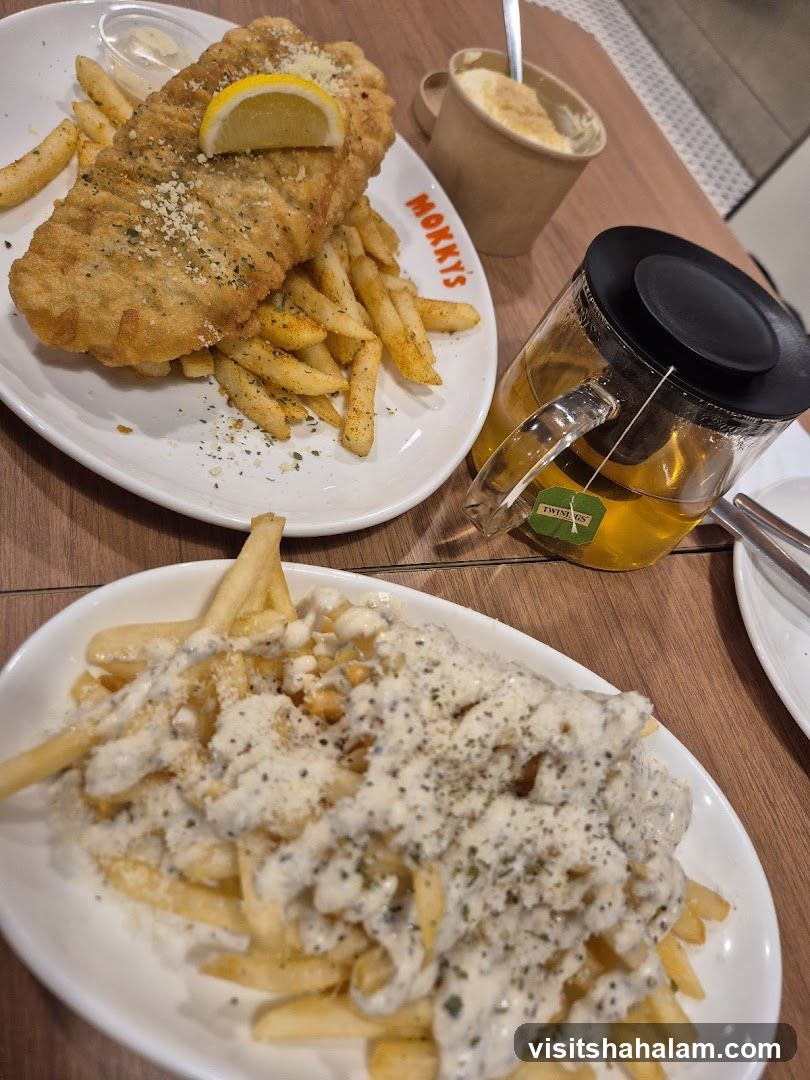 Fish and Chips with Fries and Tea