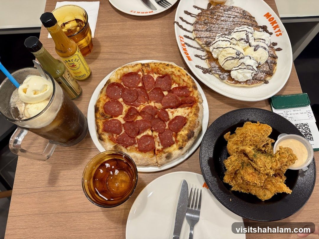 Table with food and drinks