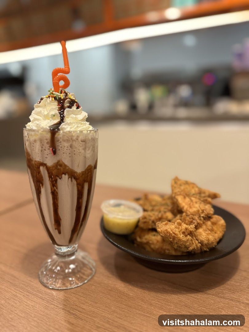 Chocolate milkshake and chicken tenders