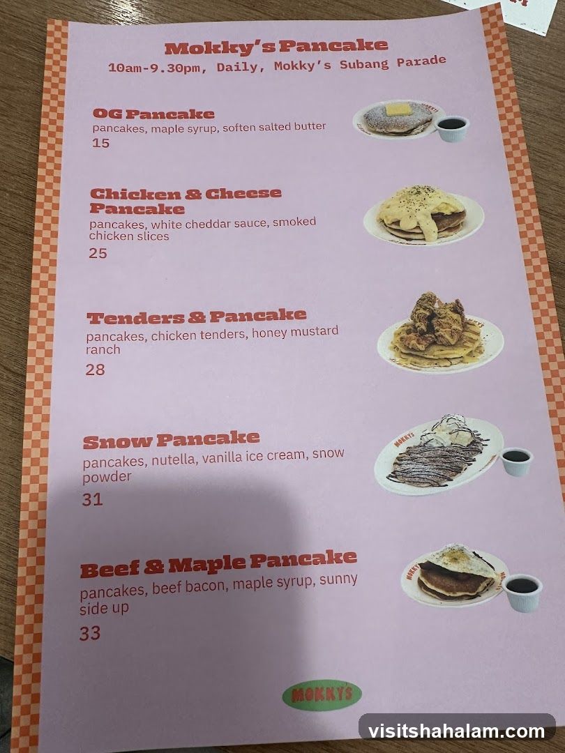 Mokky's Pancake Menu