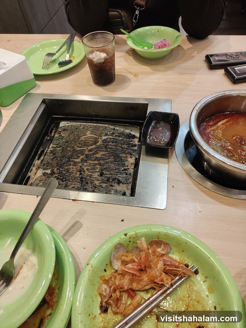 Table with remnants of a meal