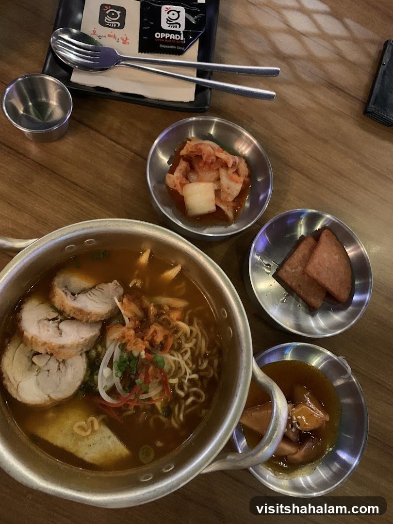 Korean Noodle Soup with Sides