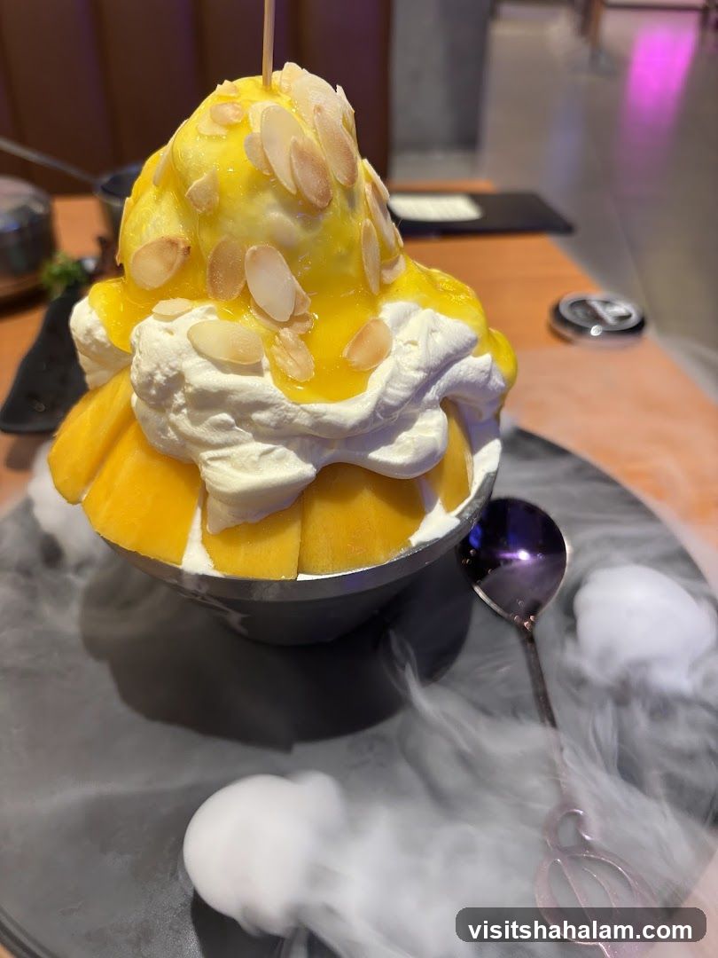 Mango shaved ice dessert