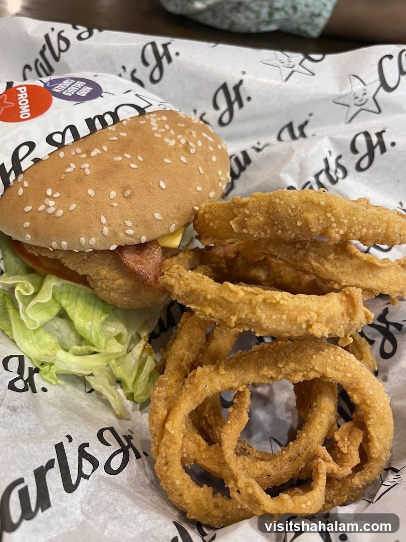 Carl's Jr. Burger and Onion Rings