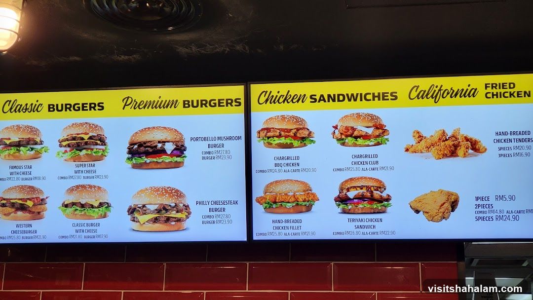 Burger and Chicken Sandwich Menu