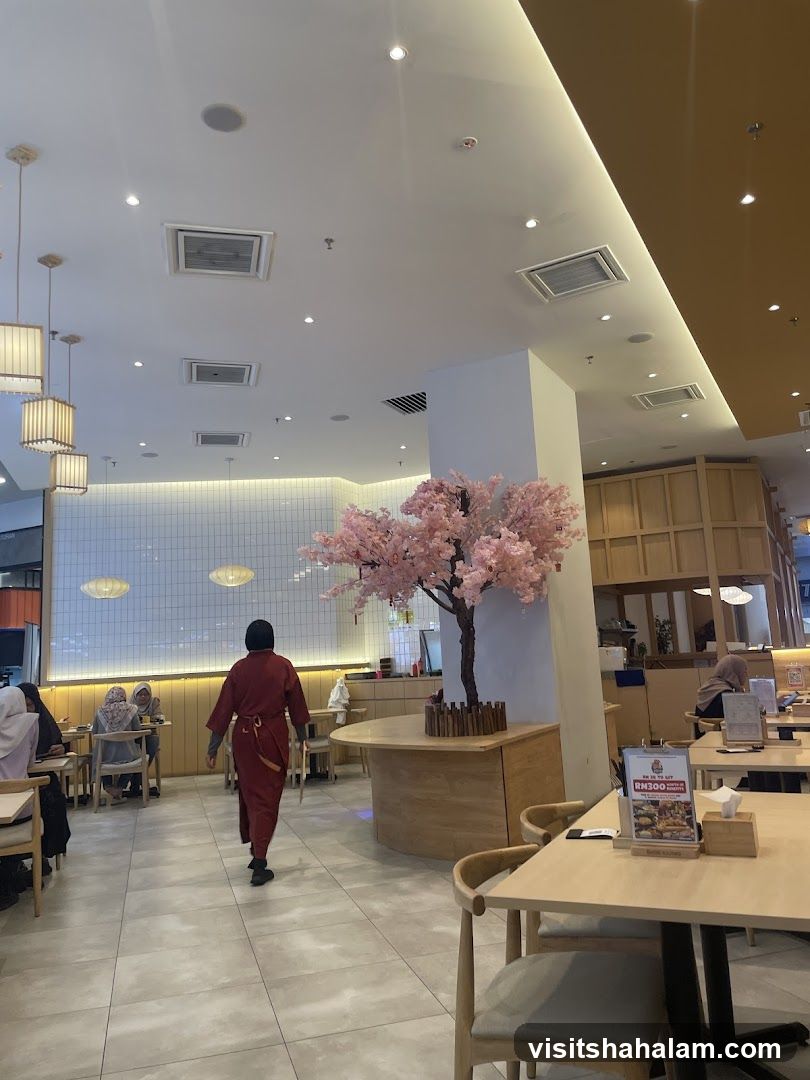 Restaurant Interior with Cherry Blossom Tree