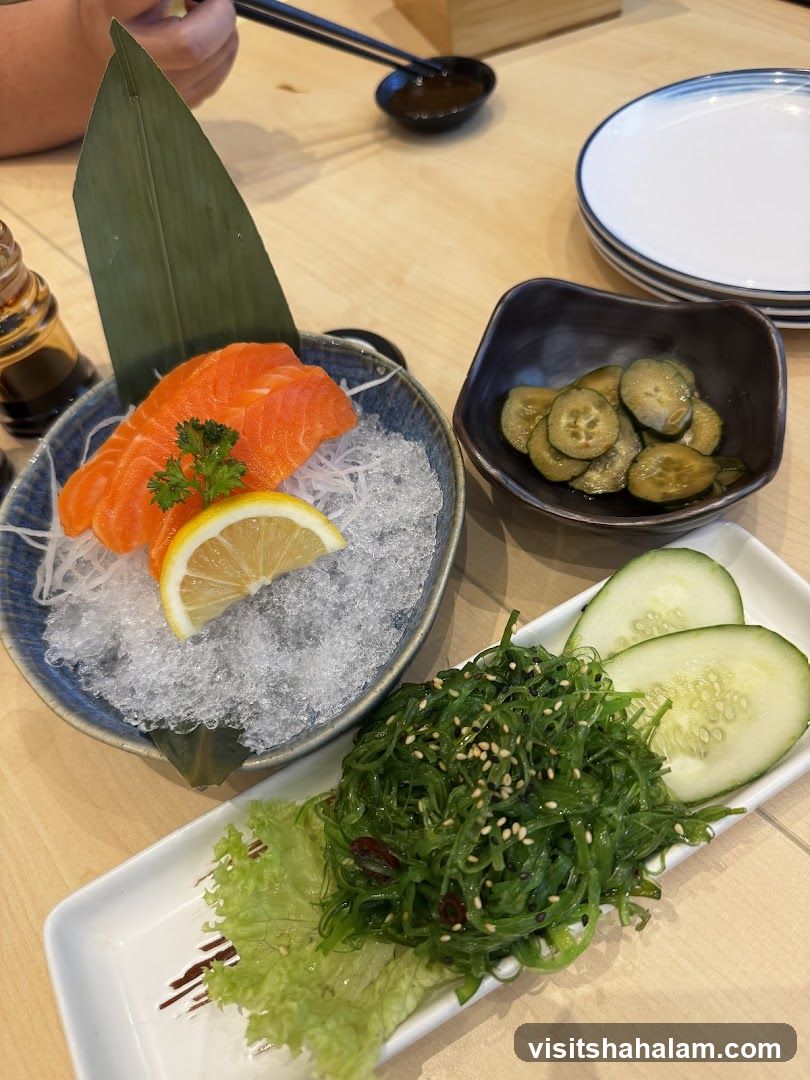 Salmon Sashimi and Seaweed Salad