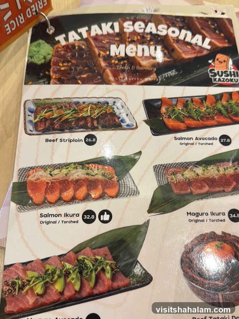 Tataki Seasonal Menu