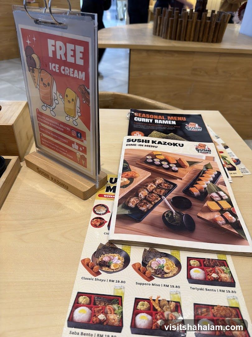 Sushi Kazoku Menu and Free Ice Cream Offer
