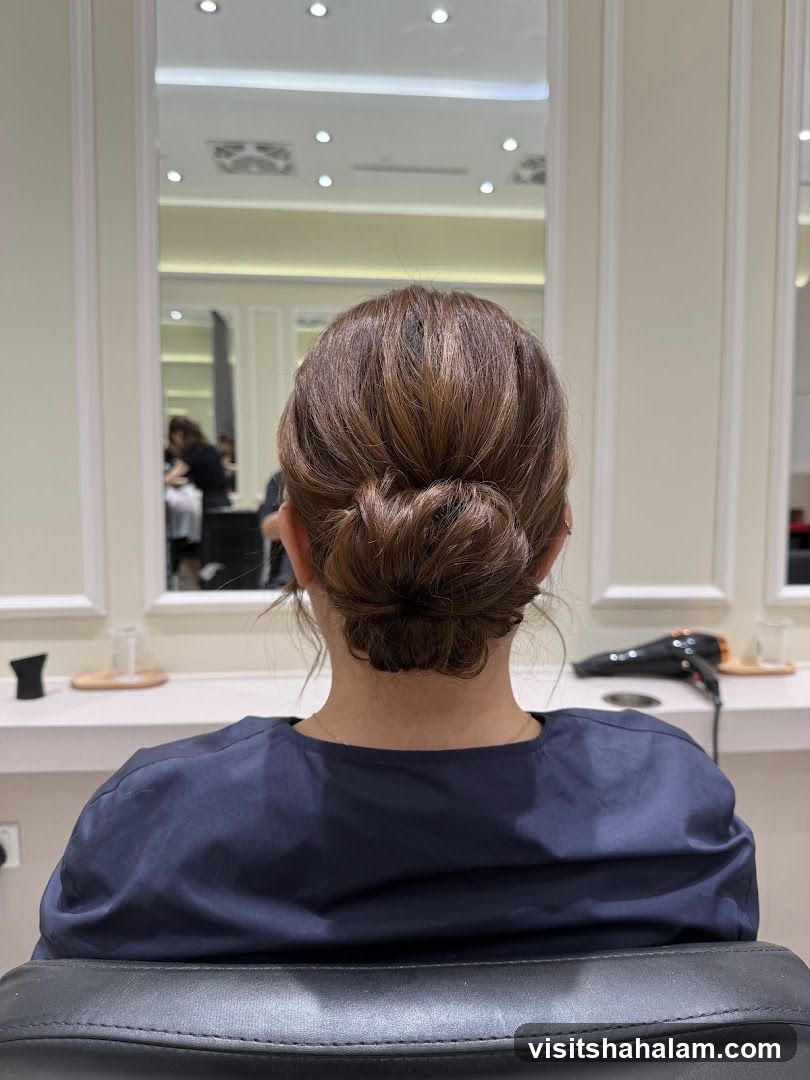 Woman with a neat bun hairstyle