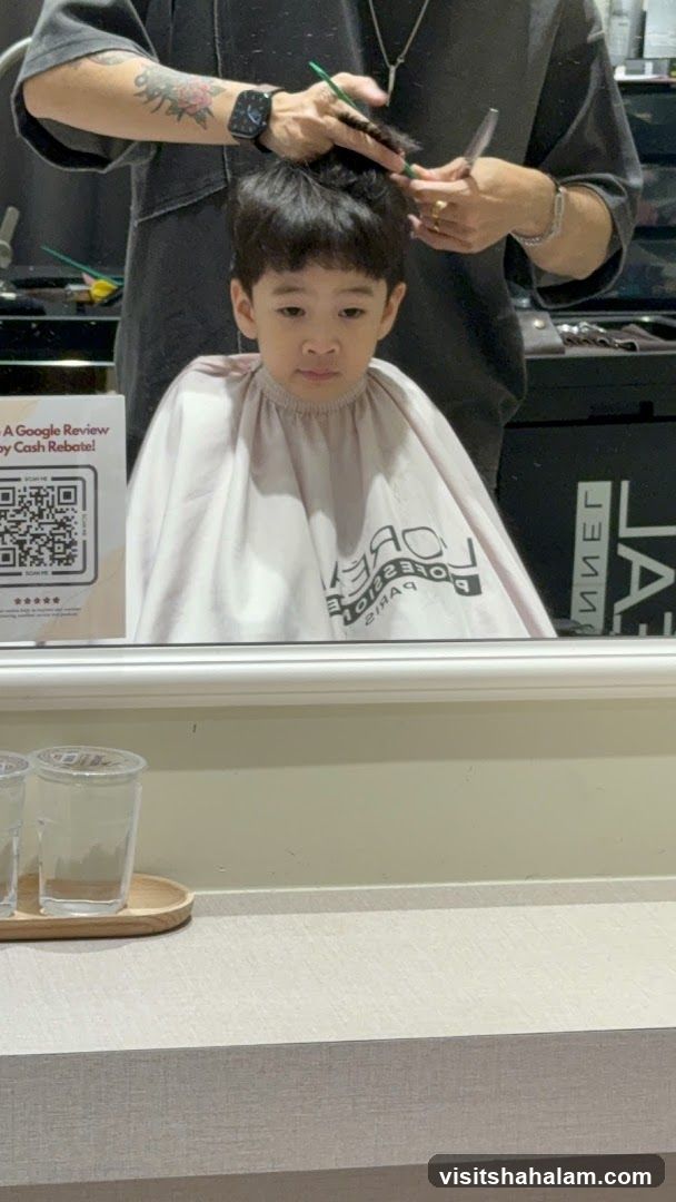 Child getting a haircut