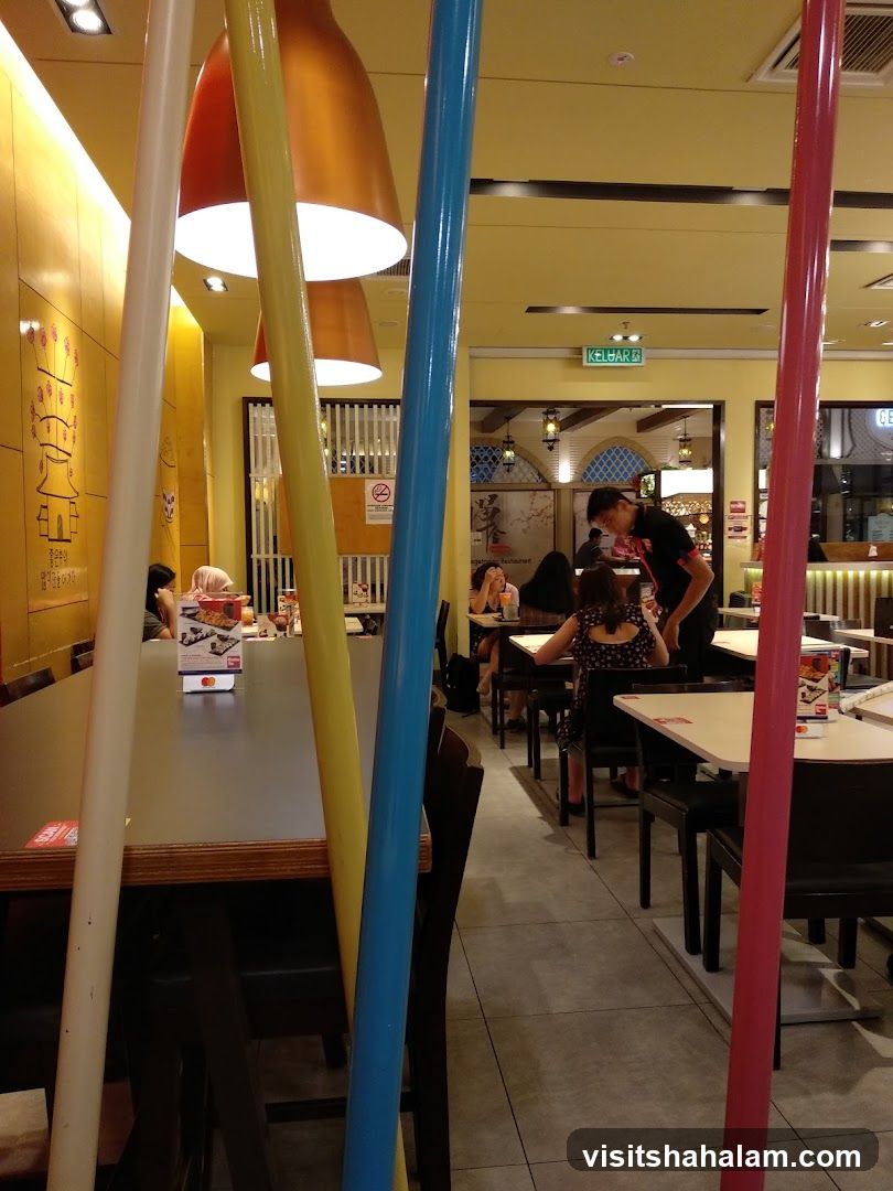 Restaurant Interior with Colorful Poles