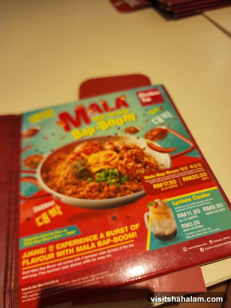 Mala Bap-Boom Menu