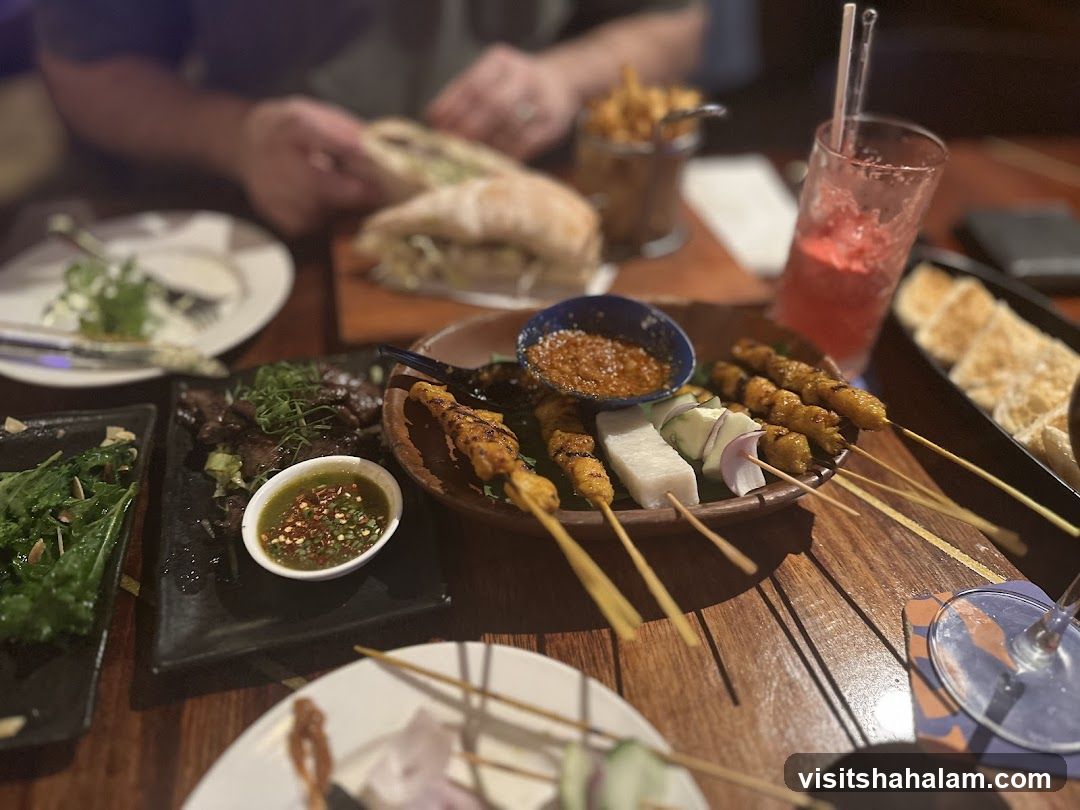 Table with food and drinks