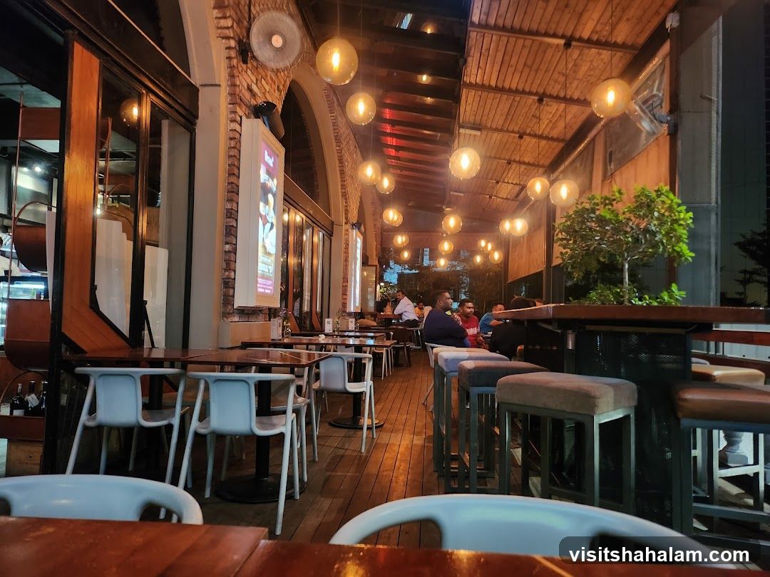 Outdoor Seating Area at Night