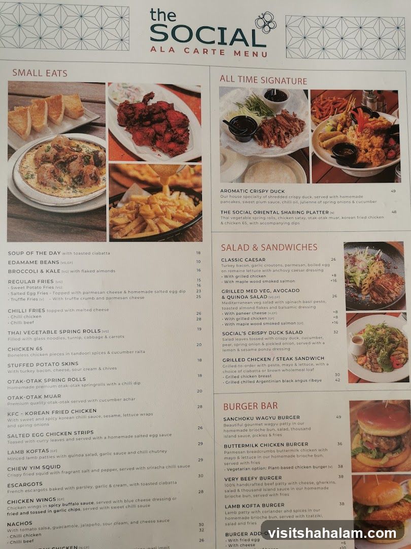 The Social Ala Carte Menu