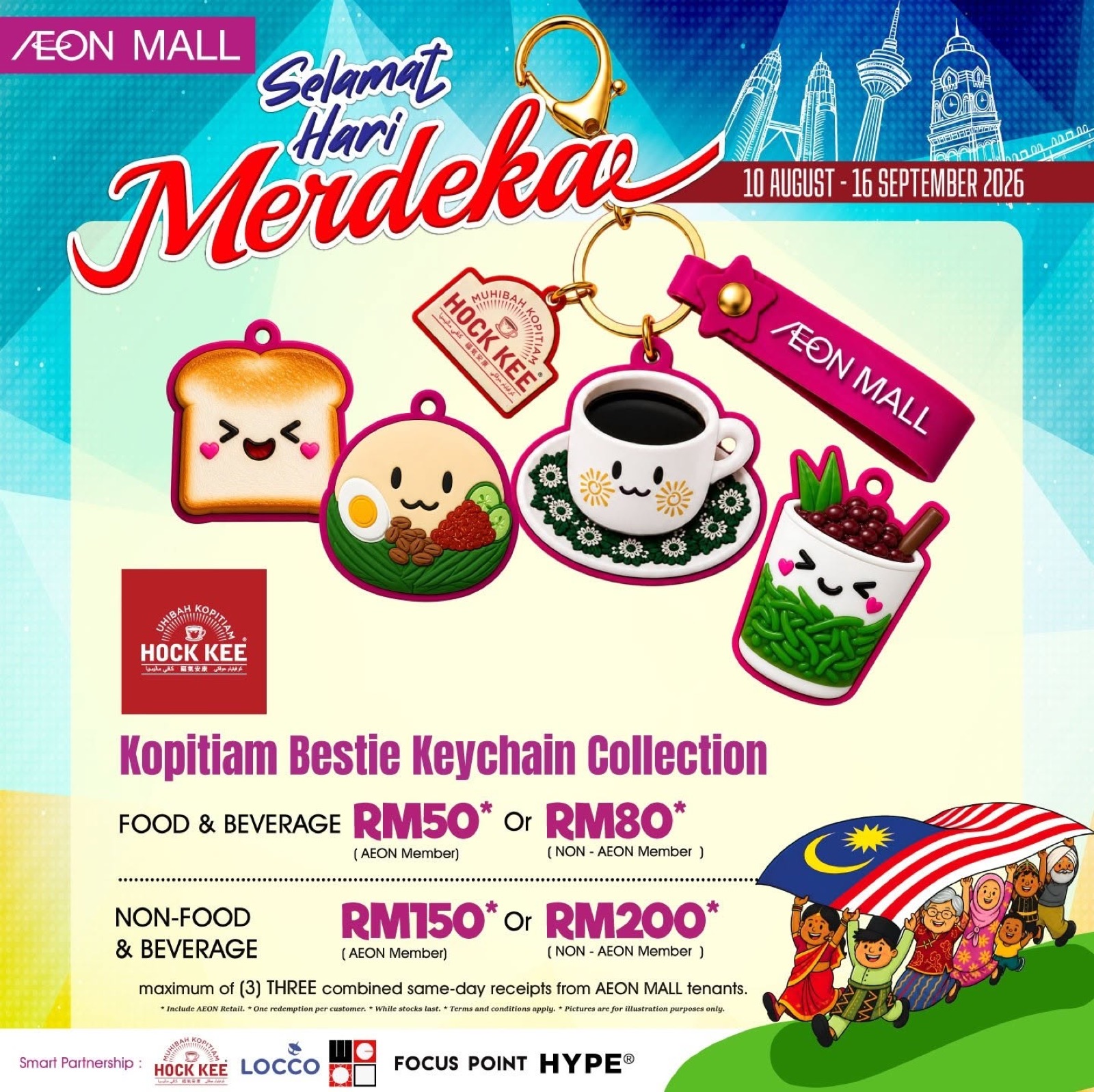 Hock Kee Kopitiam Bestie keychain redemption poster at AEON Mall Shah Alam