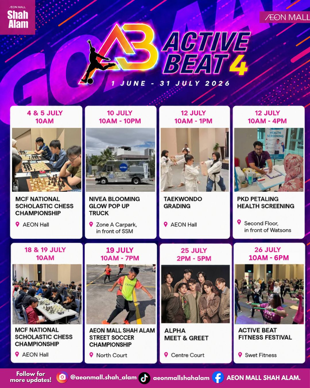 AEON MALL Shah Alam July 2026: Sports, Health Screenings and Pop-Ups All Month