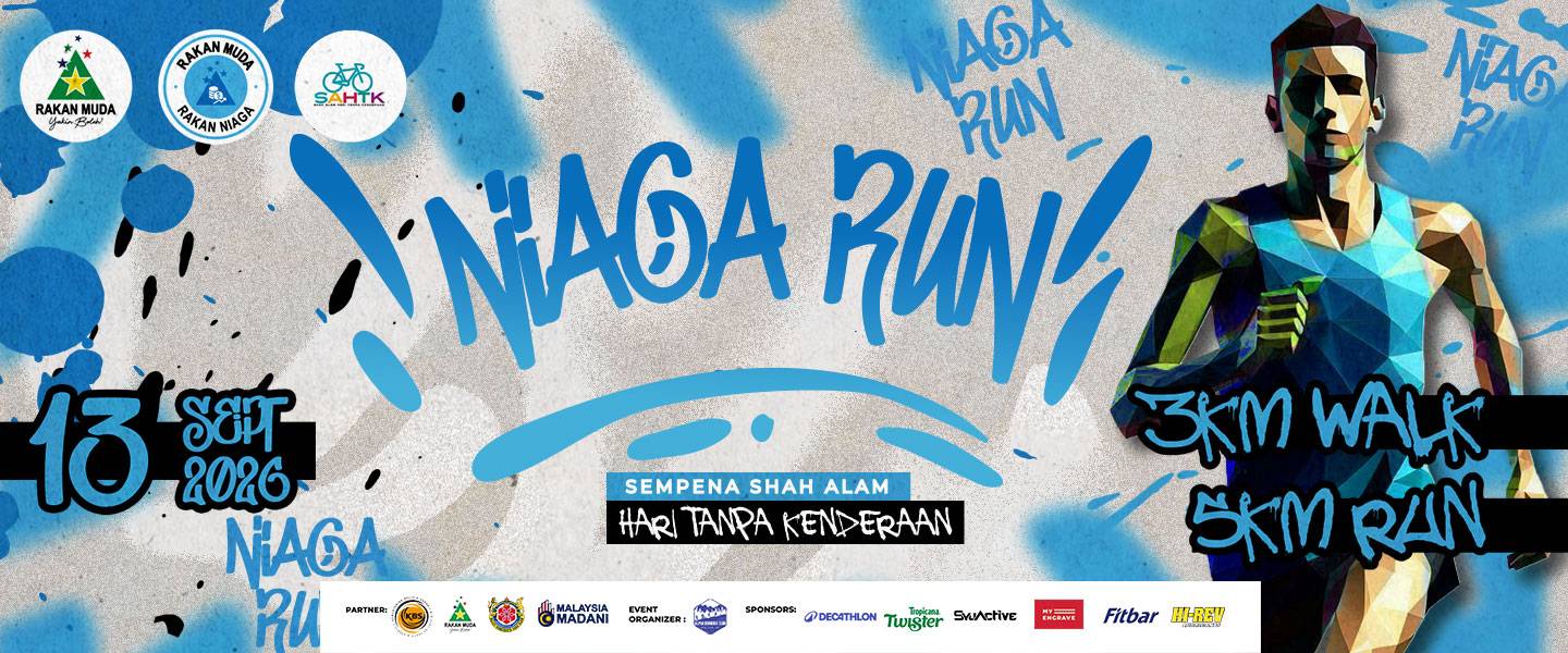 Niaga Run Larian Rakan Muda 3.0 banner for Dataran Kemerdekaan Shah Alam